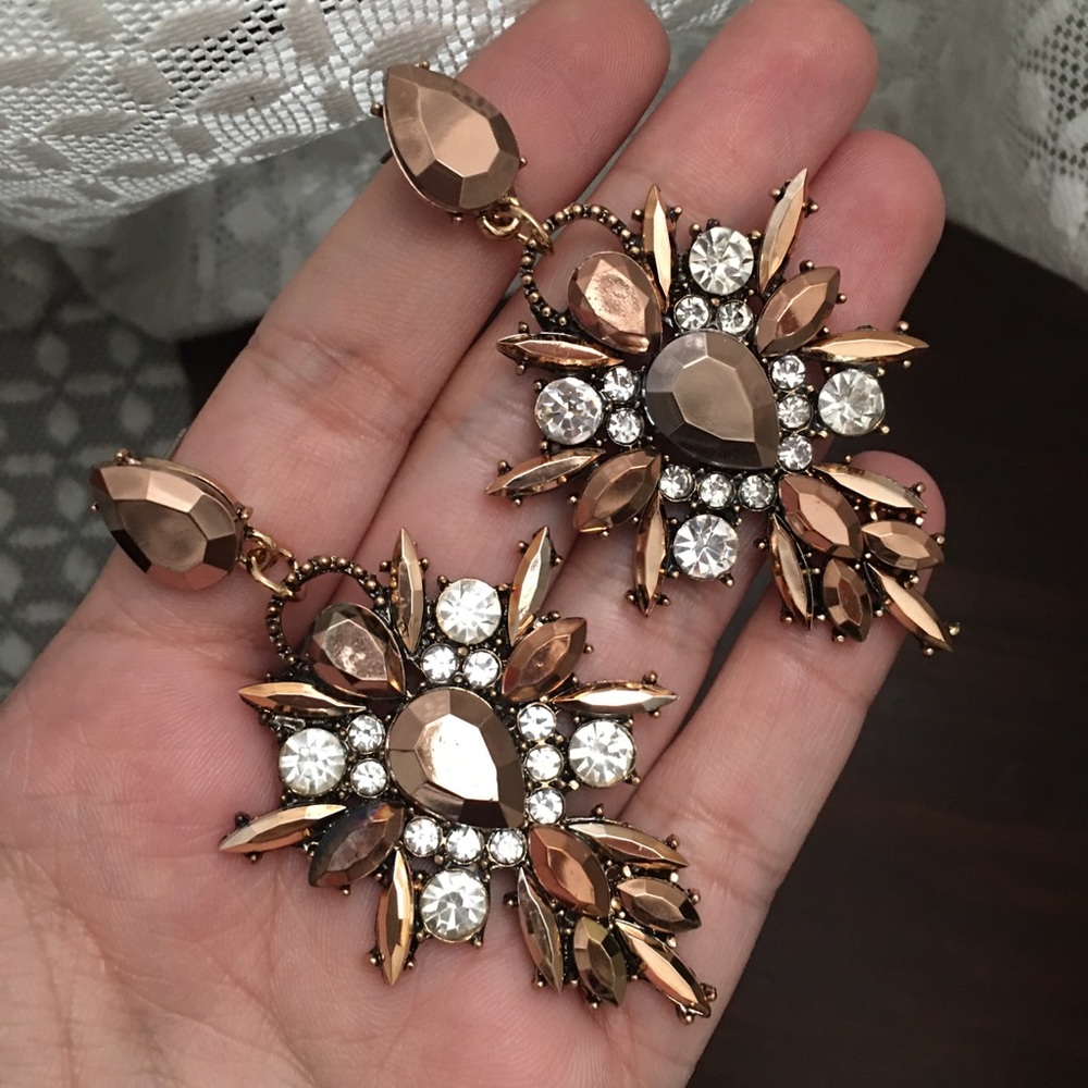 Brown Crystal Earrings - Picture 4 of 7
